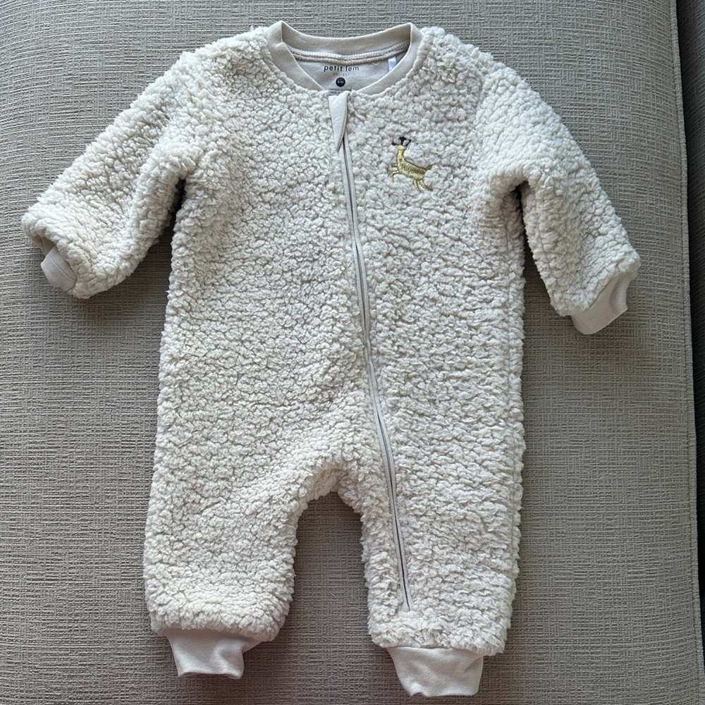 Petit Lem Cream Fleece One piece 6 M
